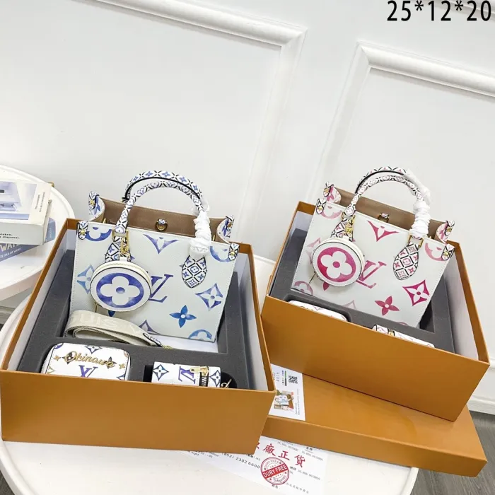 LOUIS VUITTON Blue Fashion Cartoon Hasp Cartoon Printing PVC Women's Handbags Bucket Bags Wallet Combination Packages