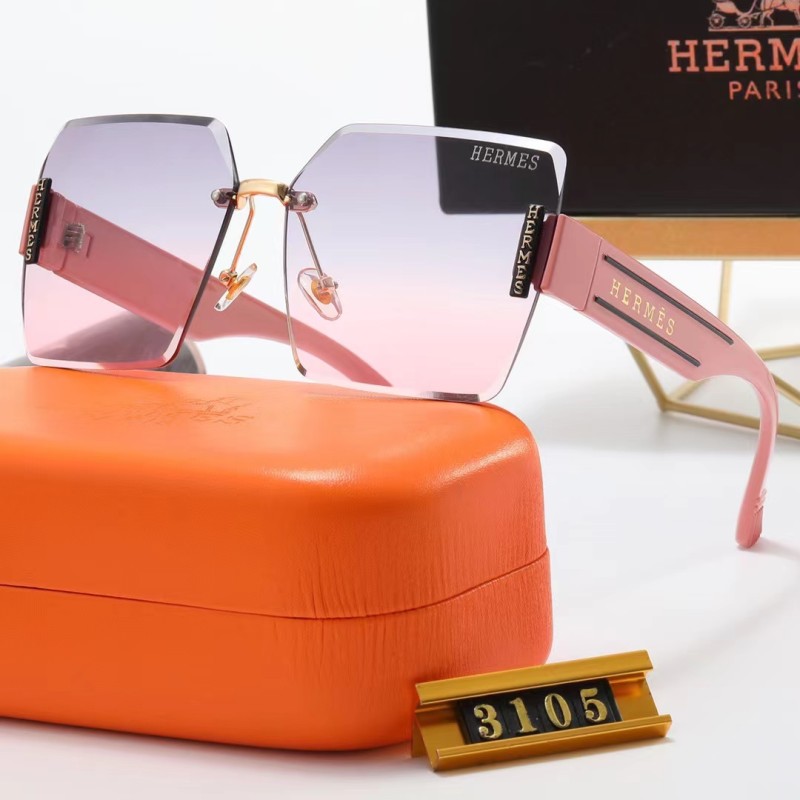 HERMES Champagne PC Multi AC Women's Outdoor Rimless Sunglasses