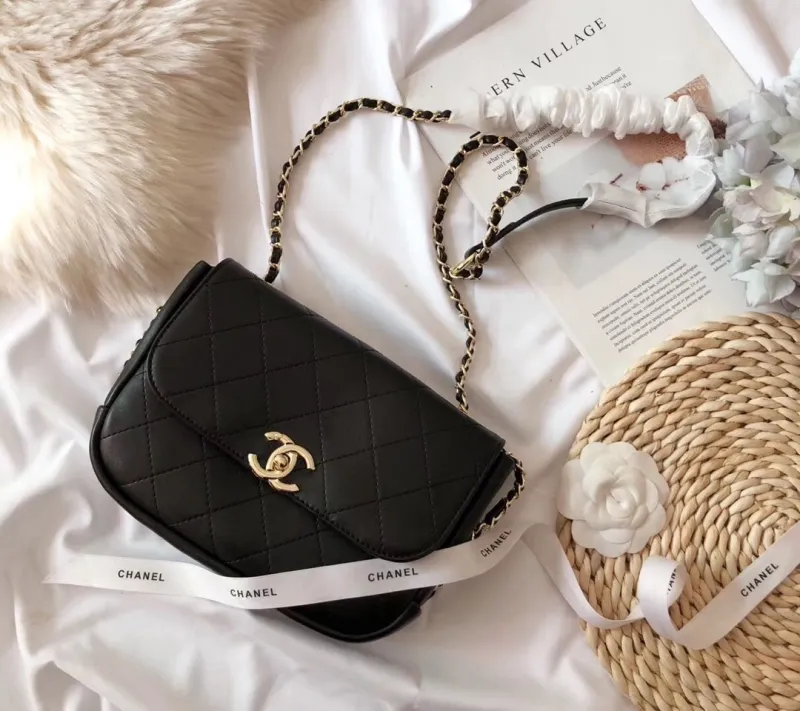 CHANEL Black Fashion Aged Calfskin Zipper & Hasp Criss-cross Genuine Leather Women's Handbags Shoulder Bags Wallet Combination Bags