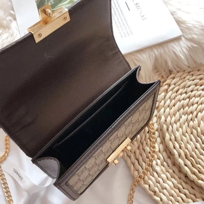 GUCCI Brown Fashion Letter Zipper & Hasp Letter Genuine Leather Women's Handbags Shoulder Bags Wallet Combination Bags