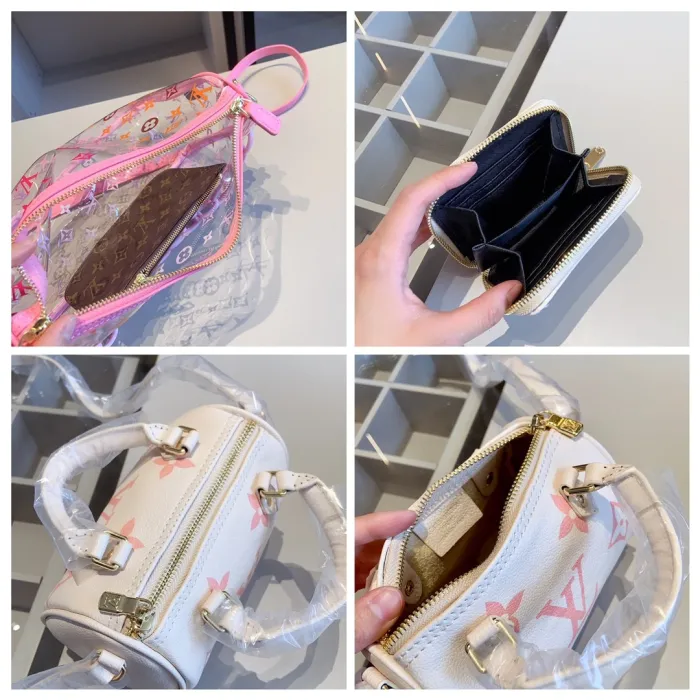 LOUIS VUITTON PINK Lady Letter Zipper Letter Genuine Leather Women's Handbags Shoulder Bags Wallet Combination Packages