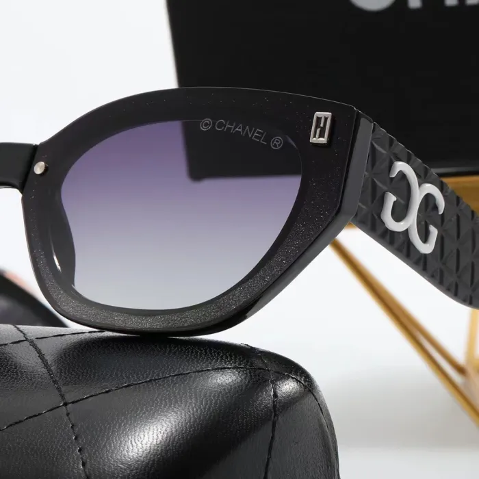 CHANEL S Black PC Multi AC Women's Outdoor Cat Eye Sunglasses