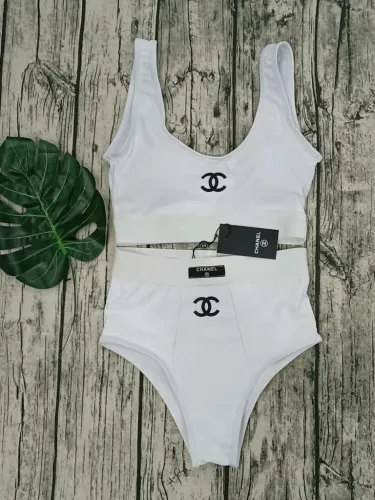 CHANEL White Digital Print One Piece DOT Backless Spandex/Polyester Printed Sunmmer Female Adult Holiday