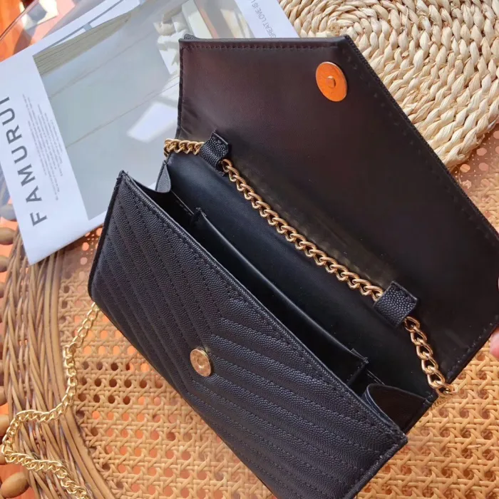 COACH Black Fashion Lichee Zipper & Hasp letter Genuine Leather Women's Handbags Clutches Wallet Combination Bags