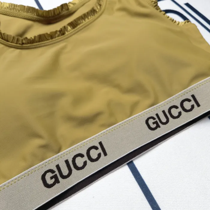 GUCCI Yellow Digital Print One Piece DOT Backless Spandex/Polyester Printed Sunmmer Female Adult Holiday