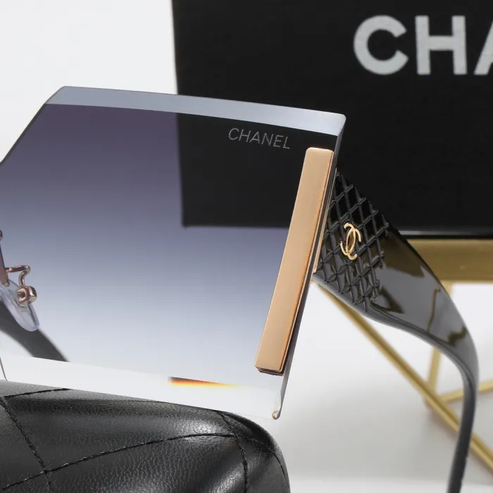 CHANEL S Black PC Multi AC Women's Outdoor Rimless Sunglasses