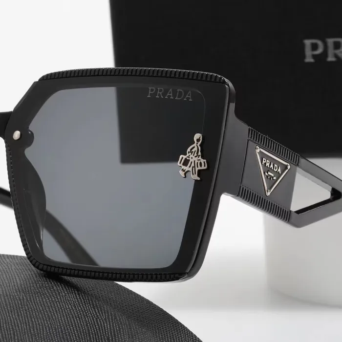PRADA S Black PC Multi AC Women's Outdoor Square Sunglasses