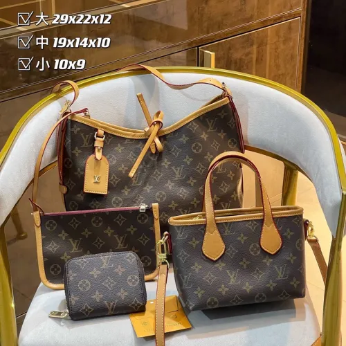 LOUIS VUITTON Brown Lady Thread Zipper & Hasp Embroidery Genuine Leather Women's Wallet Shoulder Bags Messenger Bags