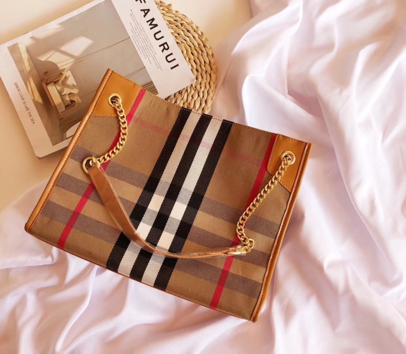 BURBERRY Camo Fashion Striped Zipper & Hasp Other Genuine Leather Women's Handbags Tote Bags Wallet Combination Bags
