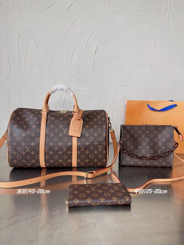 LOUIS VUITTON Brown Lady Letter Zipper Letter Genuine Leather Women's Handbags Shoulder Bags Wallet traveling bag Combination Packages