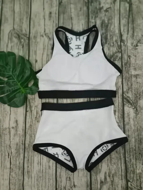 CHANEL White Digital Print One Piece DOT Backless Spandex/Polyester Printed Sunmmer Female Adult Holiday