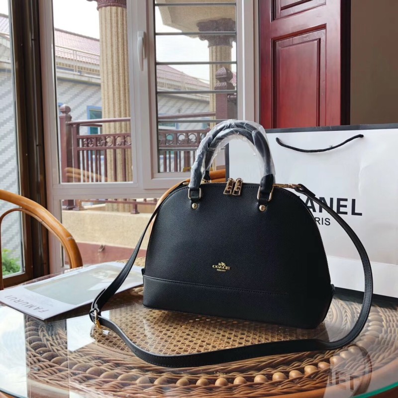 COACH Black Fashion Lichee Zipper & Hasp letter Genuine Leather Women's Handbags Clutches Wallet Combination Bags