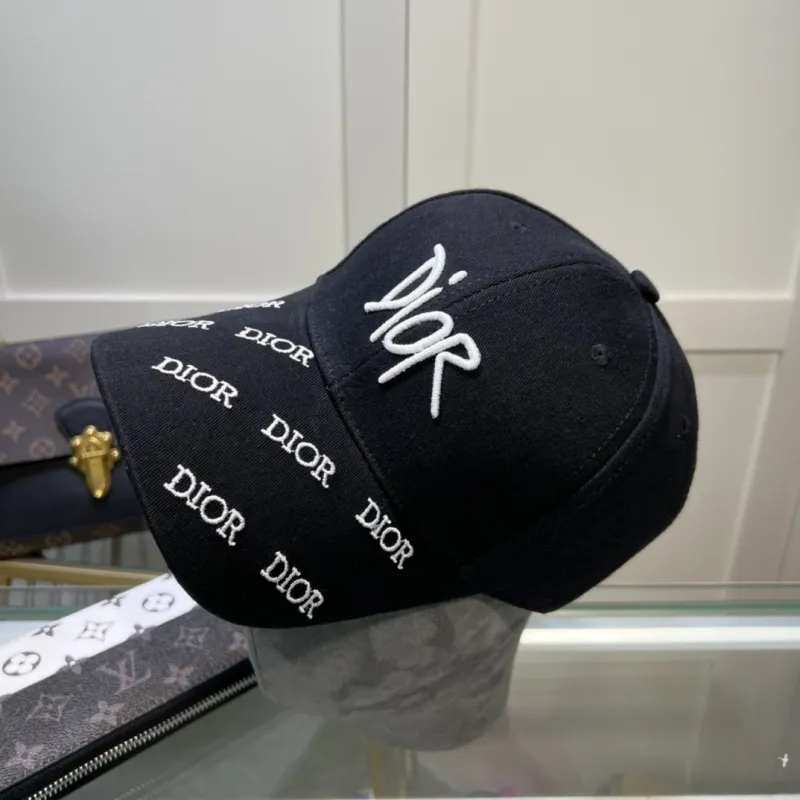 DIOR Black Outdoor Street style Cotton Women's Adult Embroidery Cap