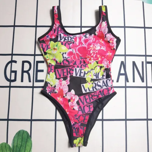 VERSACE Black Digital Print One Piece DOT Backless Spandex/Polyester Printed Sunmmer Female Adult Holiday