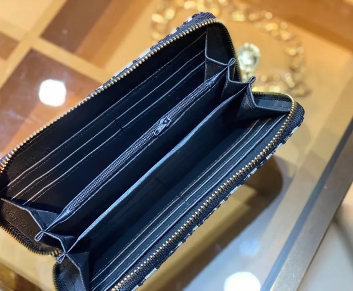 DIOR Blue Fashion Letter Zipper & Hasp Embroidery Genuine Leather Women's Handbags Tote Bags Wallet Combination Bags