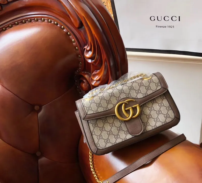 GUCCI Brown Fashion Letter Zipper & Hasp Letter Genuine Leather Women's Handbags Clutches Wallet Combination Bags
