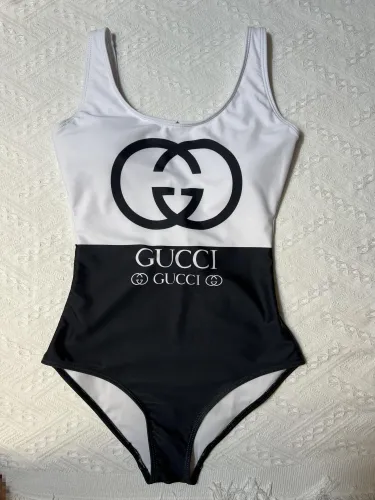 GUCCI Black Digital Print One Piece DOT Backless Spandex/Polyester Printed Sunmmer Female Adult Holiday