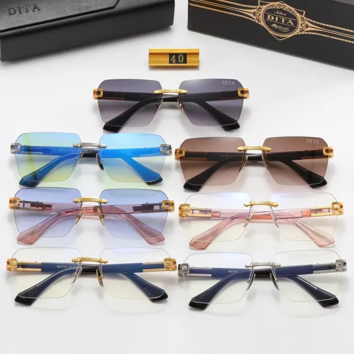 DITA S Black PC Multi AC Women's Outdoor Rimless Sunglasses
