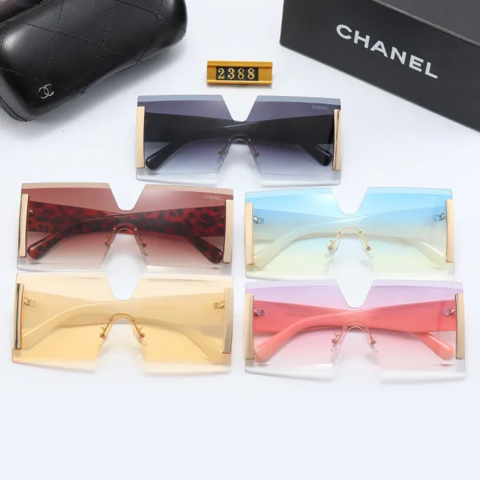 CHANEL S Black PC Multi AC Women's Outdoor Rimless Sunglasses