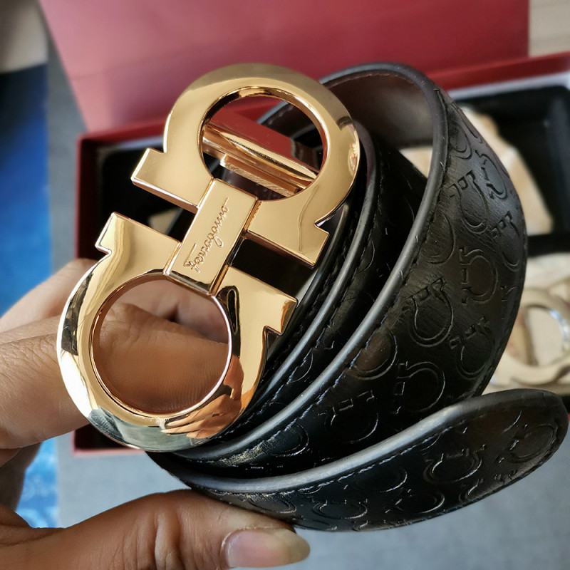 Women Men Belt 3.5cm Cowhide Leather Buckle Belt Unisex