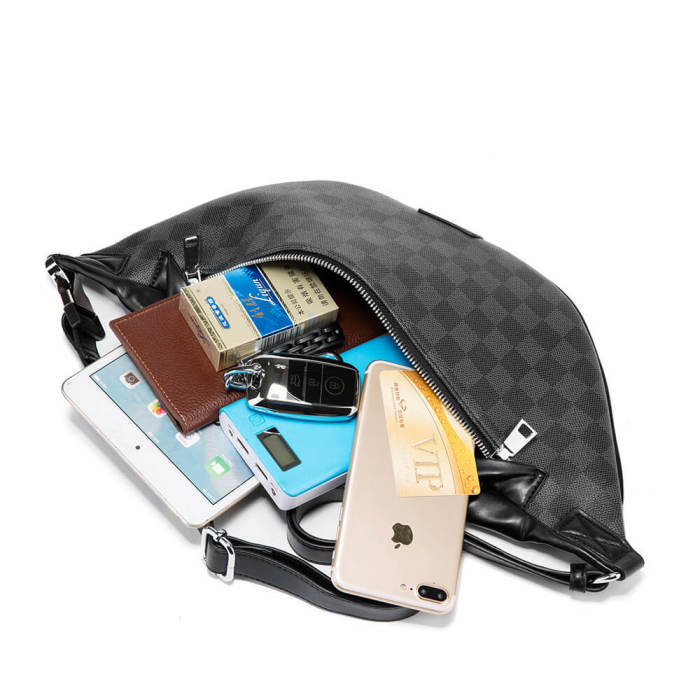 Men Bumbag Belt Bag Waist Pack Crossbody Bag Leather Shoulder Hip Chest Pouch Phone Purse