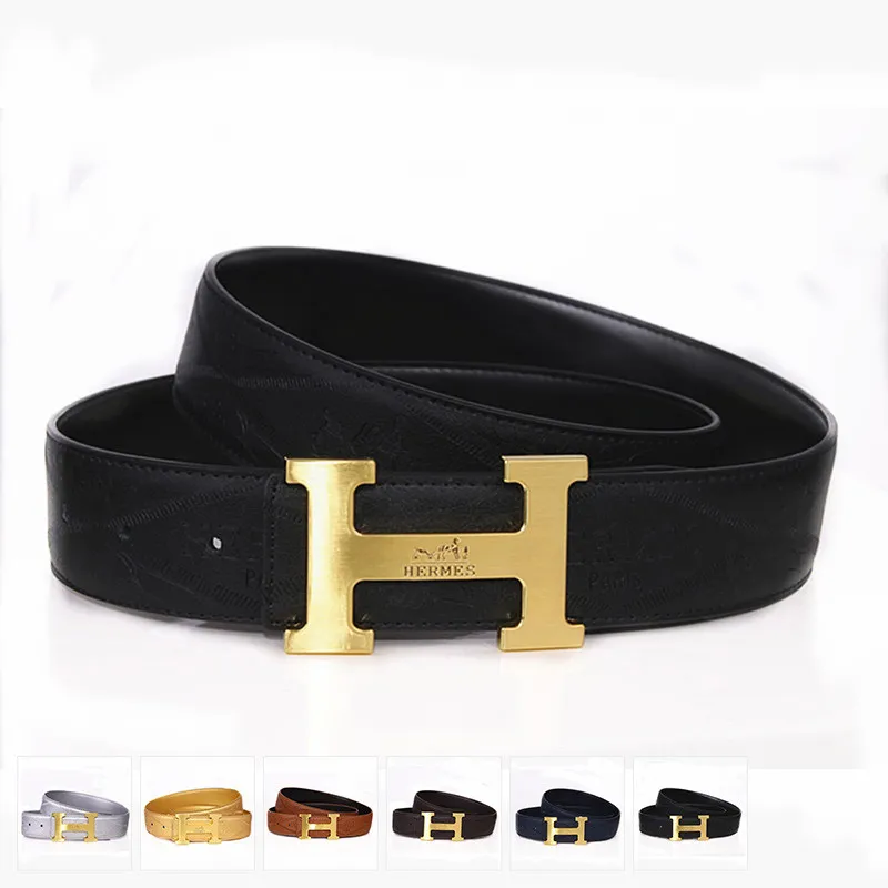 Women Men Belt Cowhide Leather Buckle Belt Unisex
