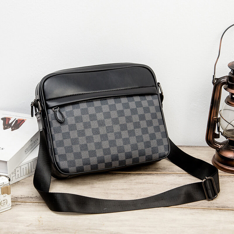 Men Messenger Shoulder Bag Leather Black Cloth Crossbody Sling Handbags Business Houlder Bag