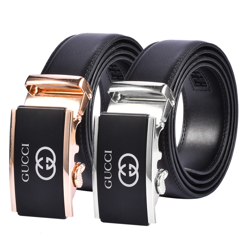 Women Men Belt 3.3 cm Adjustable Cowhide Leather Buckle Belt Unisex