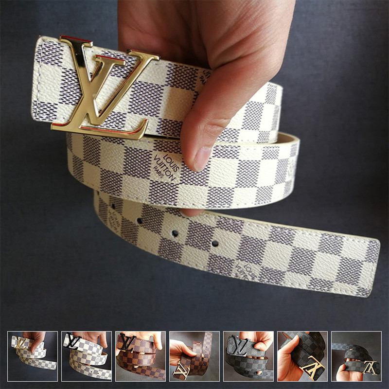 Women Men Belt 3.7cm Cowhide Leather Buckle Belt Unisex