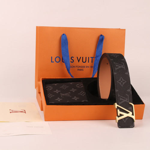 Women Men Belt 3.8cm Cowhide Leather Buckle Belt Unisex with Wallets