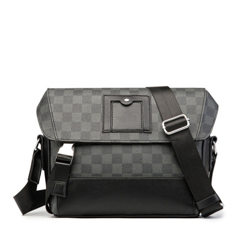 Men Messenger Shoulder Bag Leather Black Cloth Crossbody Sling Handbags Business Houlder Bag