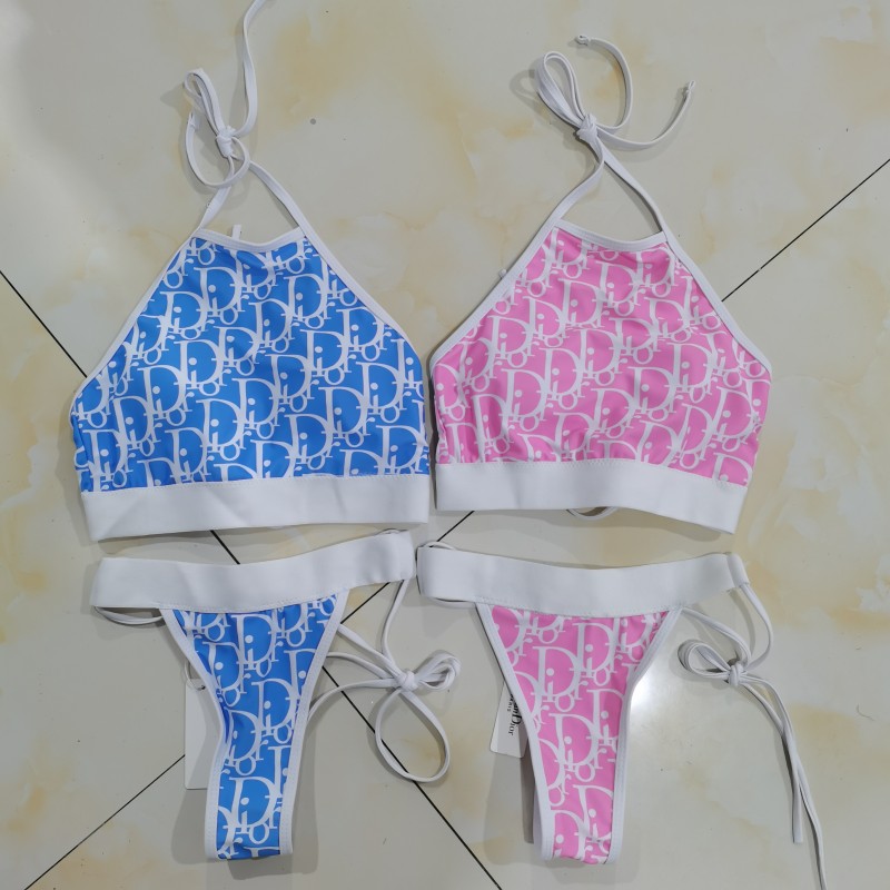DIOR Light Blue Digital Print One Piece DOT Backless Spandex/Polyester Printed Sunmmer Female Adult Holiday