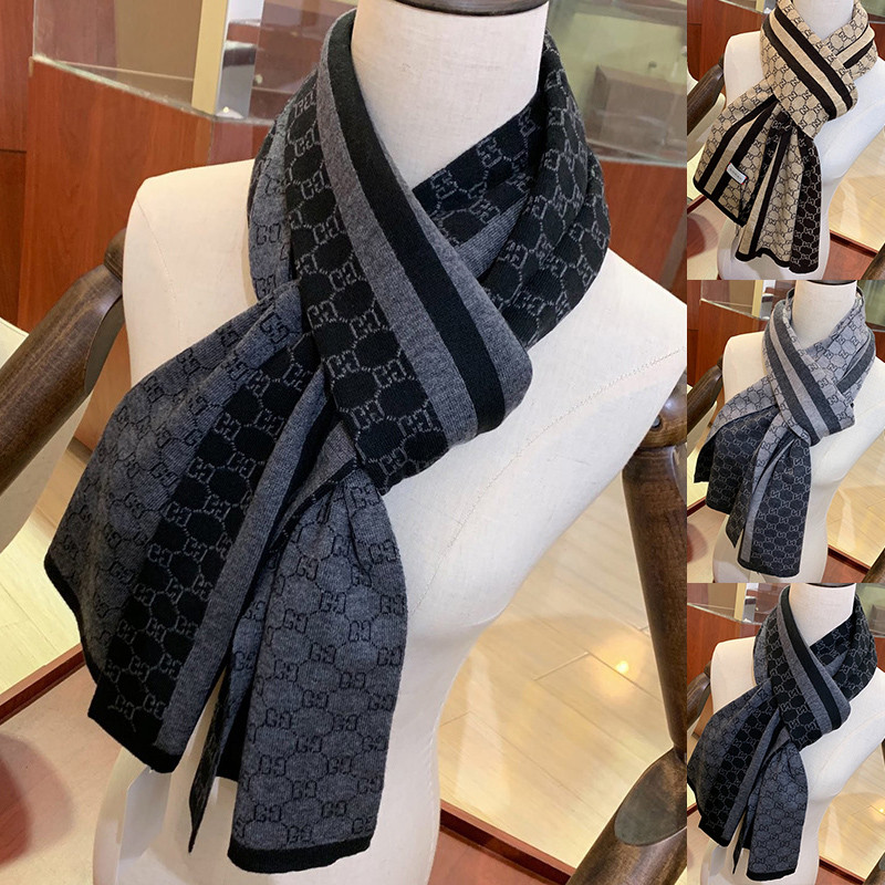 Women Men Logo Scarf Wool Cashmere Scarves Shawl Blanket Wrap Knit