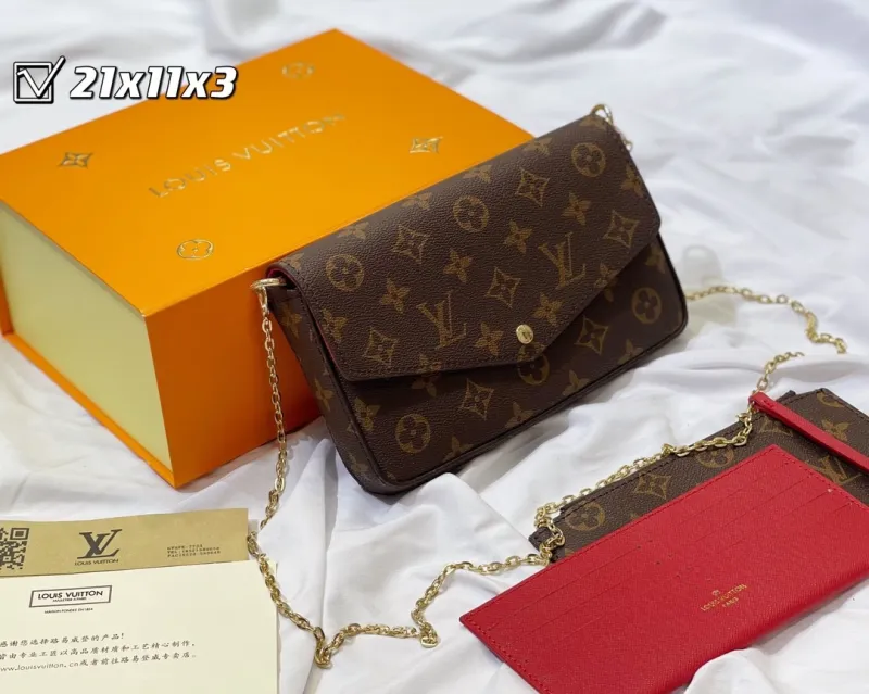 LOUIS VUITTON Brown Fashion Monogram Zipper & Hasp Letter Genuine Leather Women's Handbags Tote Bags Wallet Combination Bags