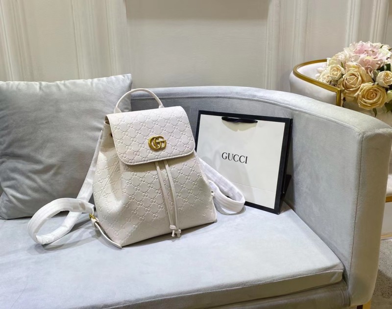 GUCCI White Fashion Letter Zipper & Hasp Letter Genuine Leather Women's Handbags Backpacks Wallet Combination Bags
