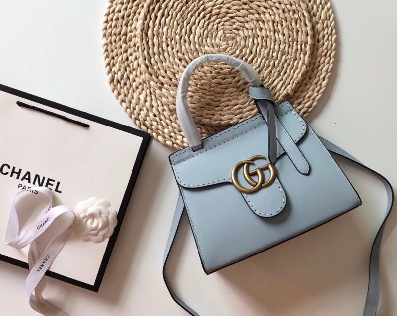 GUCCI Blue Fashion Letter Zipper & Hasp Letter Genuine Leather Women's Handbags Bucket Bags Wallet Combination Bags