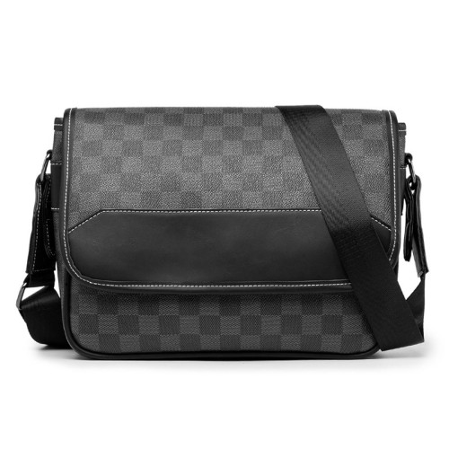 Men Messenger Shoulder Bag Leather Black Cloth Crossbody Sling Handbags Business Houlder Bag