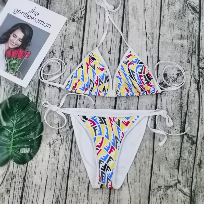 FENDI Colorful Digital Print One Piece DOT Backless Spandex/Polyester Printed Sunmmer Female Adult Holiday