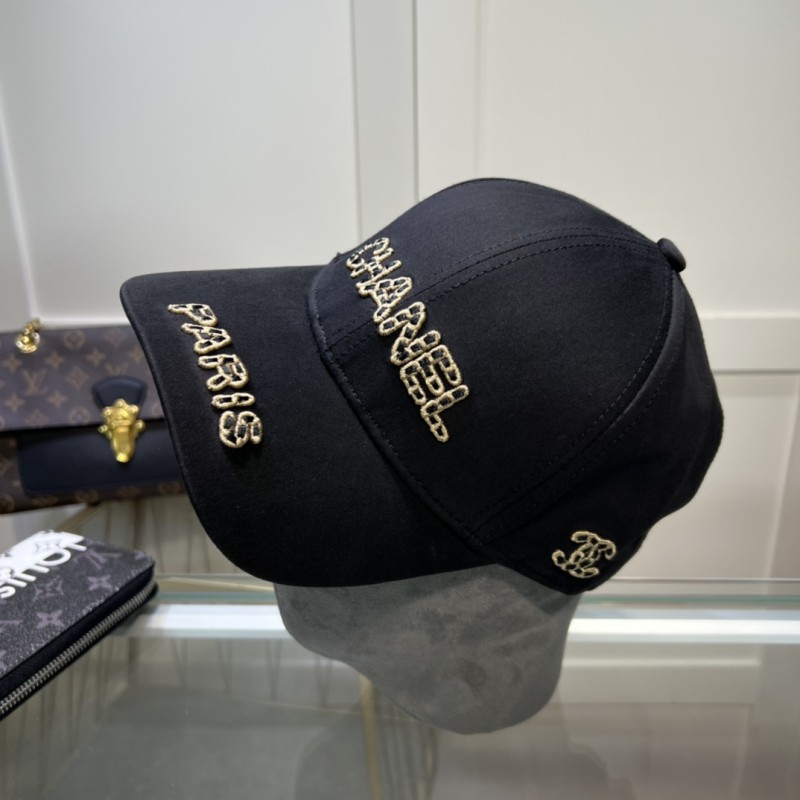 CHANEL Black Outdoor Solid color Cotton Women's Adult Letter Cap