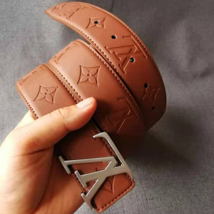 Women Men Belt 3.8 cm Cowhide Leather Buckle Belt Unisex