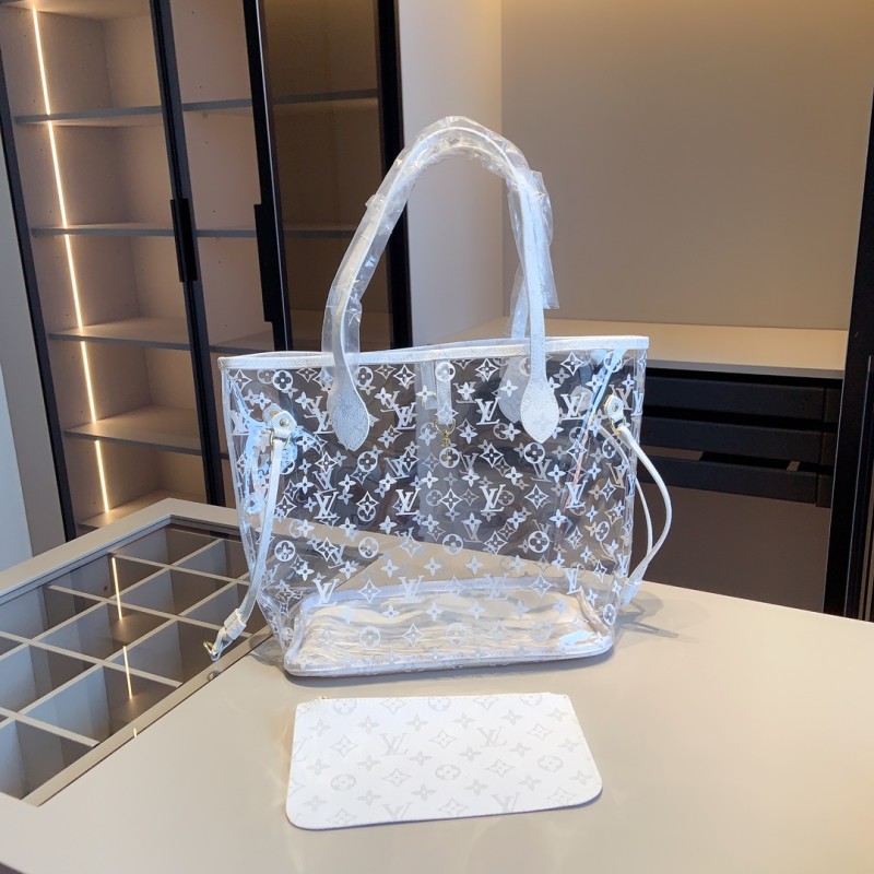 LOUIS VUITTON White Lady Letter Zipper Letter Genuine Leather Women's Handbags Shoulder Bags Wallet Combination Packages