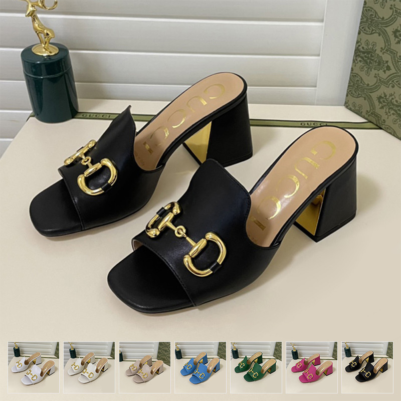 Women Mid-heel Pump Mules Slides Slippers Slip On Sandals Shoes