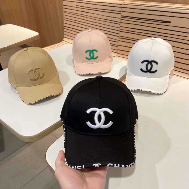 CHANEL White Outdoor Vintage Cotton Women's Adult Embroidery Cap