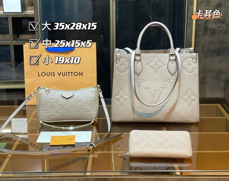 LOUIS VUITTON White Fashion Monogram Zipper & Hasp Letter Genuine Leather Women's Handbags Tote Bags Wallet Combination Bags