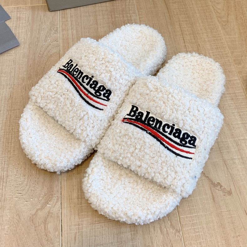Women Men Furry Slide Sandal Slippers Fluff Slingback Winter Shoes Footwear 35-44