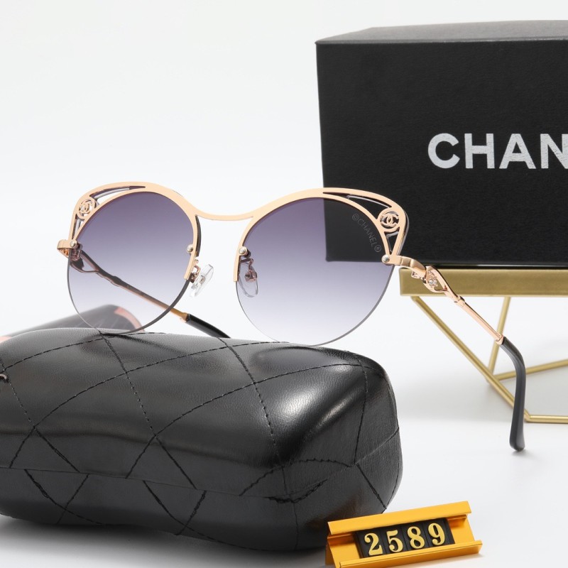 CHANEL Champagne PC Multi AC Women's Outdoor Retro Sunglasses
