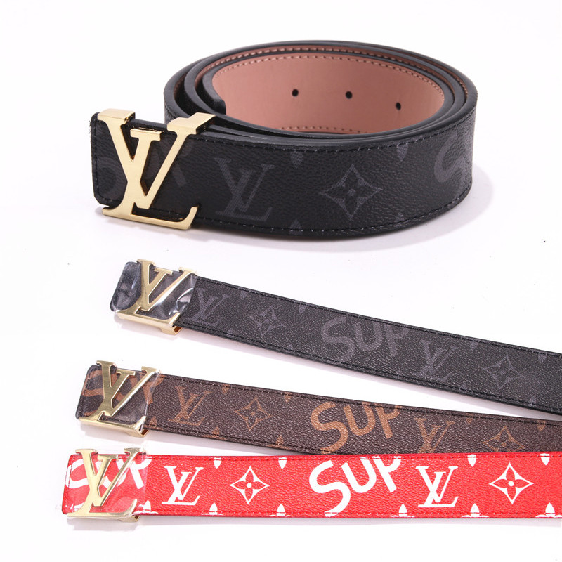 Women Men Belt 3.8cm Cowhide Leather Buckle Belt Unisex