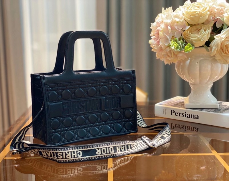 DIOR Black Fashion Letter Zipper & Hasp Criss-cross Genuine Leather Women's Handbags Tote Bags Wallet Combination Bags