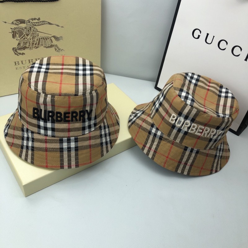 BURBERRY Yellow Outdoor Plaid Cotton Women's Adult Striped Cap
