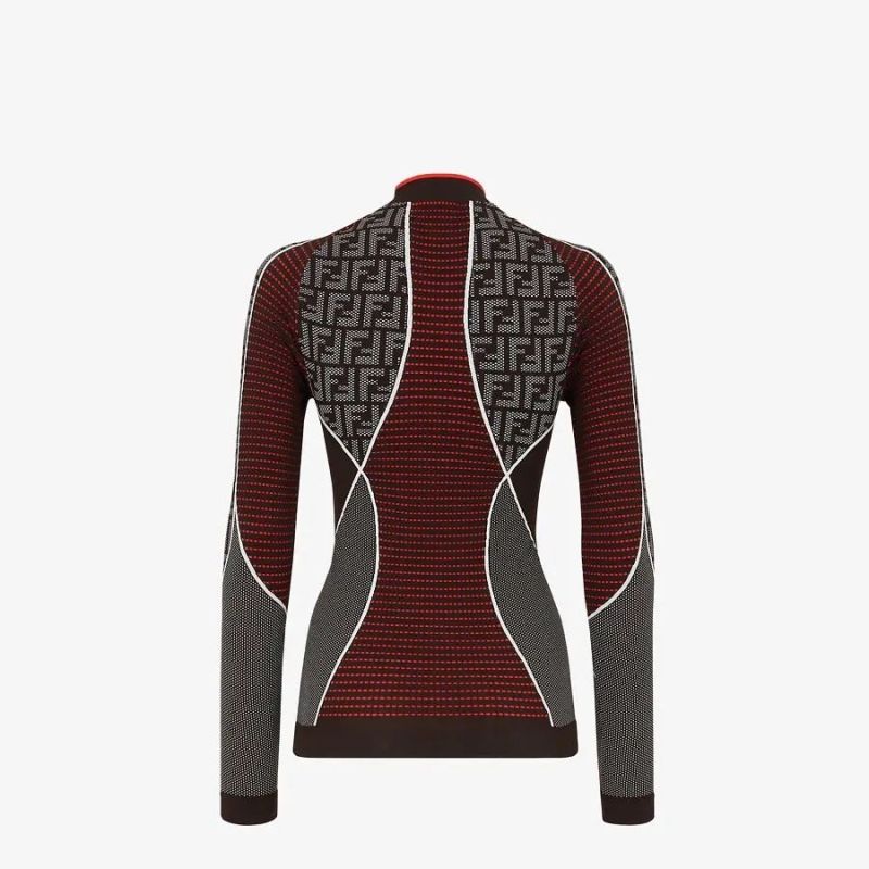FENDI Brown Digital Print One Piece DOT Backless Spandex/Polyester Printed Sunmmer Female Adult Holiday